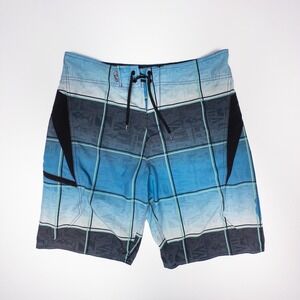 Salt Life Plaid Board Shorts SLX-QD Vapor Stretch Swim Trunks Blue Size‎ 34